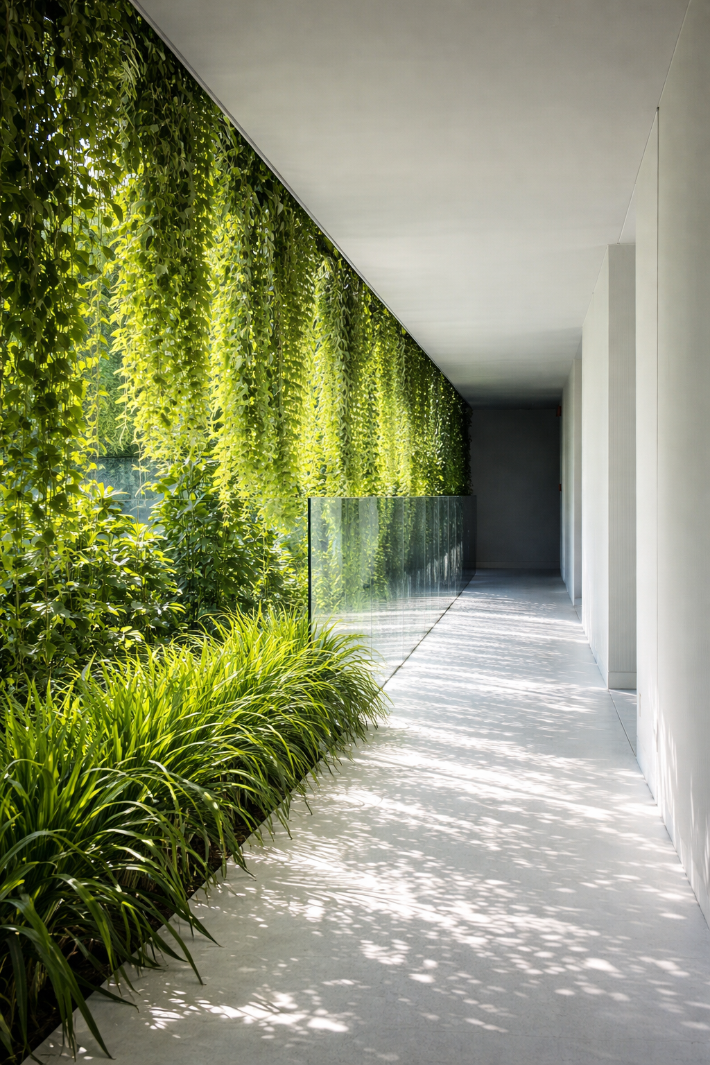 parete verde attiva che purifica l’aria in un ufficio moderno